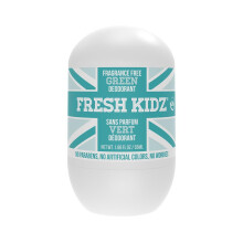 Fresh Kidz Roll On Deodorant for Kids and Teens - Baking Soda and Aluminum-free 24 Hour Protection for Sensitive Skin - Unscented "Green" 1.86 fl.oz.