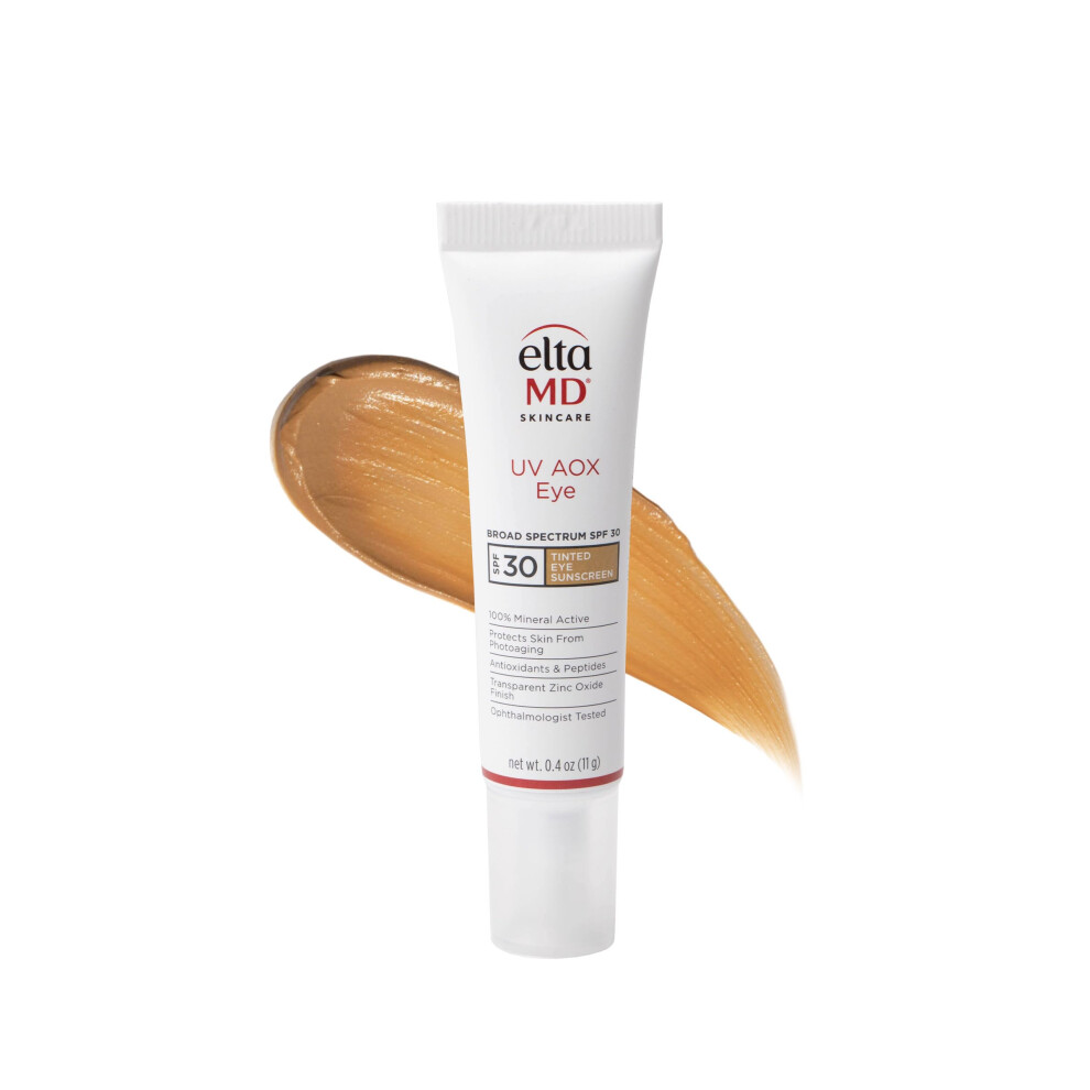 EltaMD UV AOX Tinted Mineral Sunscreen for Eye Area - SPF 30 Tinted Face Sunscreen 100% Mineral Face Formula 0.4 oz Tube