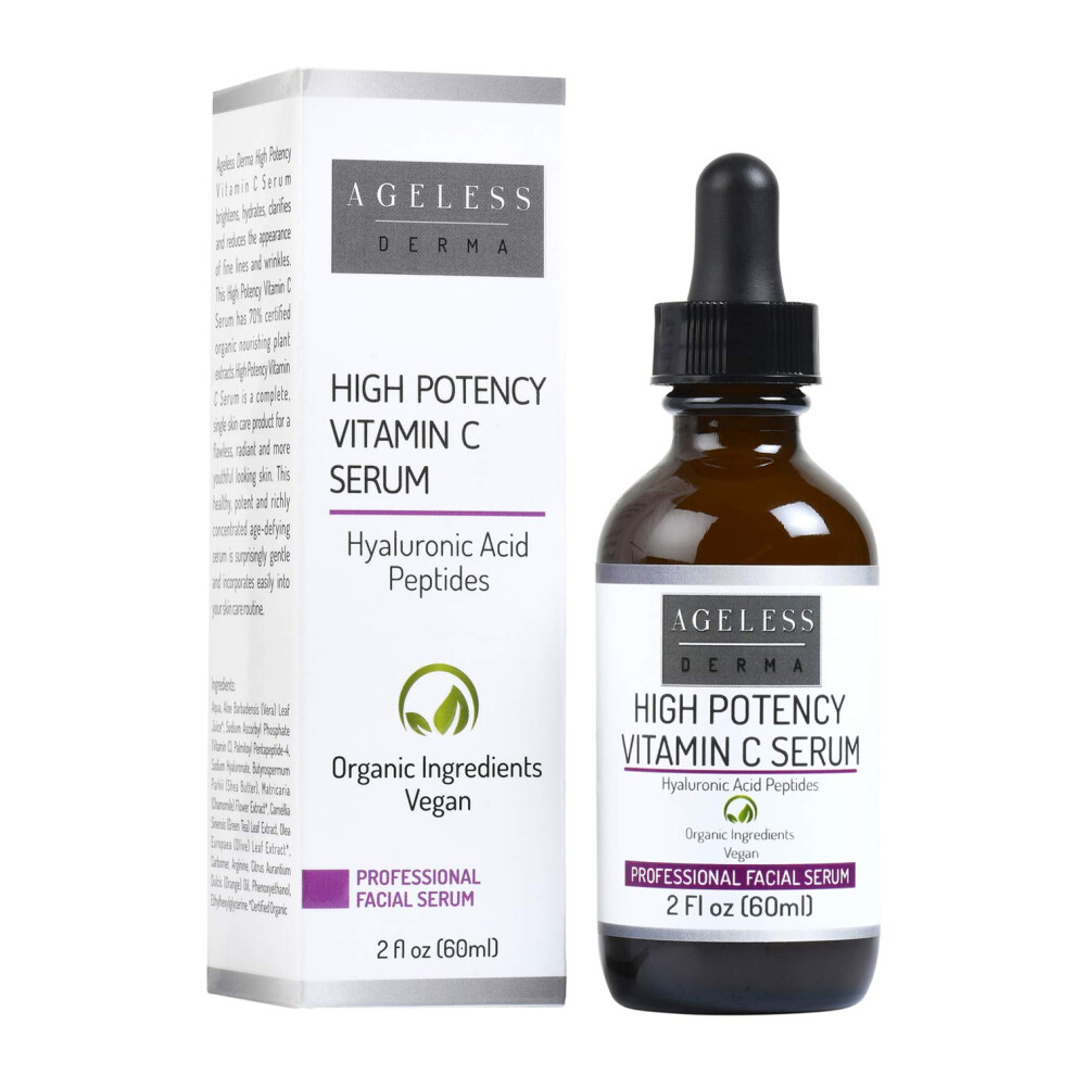 Ageless Derma High Potency Vitamin C Serum With Hyaluronic Acid By Dr. Mostamand. 2 Fl Oz (60 Ml)