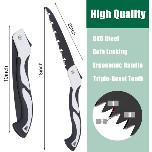 Hand Saw, 2 Pcs Hand Pruning Saws for Sharp and Precise Cuts, Tree Pruning Saw for Camping, Tree Cutting  Gardening (10  8 Inch) 1