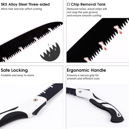 Hand Saw, 2 Pcs Hand Pruning Saws for Sharp and Precise Cuts, Tree Pruning Saw for Camping, Tree Cutting  Gardening (10  8 Inch) 2