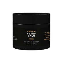 Golden Grooming Beard Balm | Unique Masculine Scent | Shea Butter for Beard Growth | Tames Moisturizes & Styles - Warm Cedar 4oz