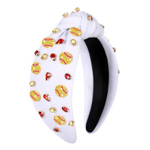 ZITULRY Knotted Headbands for Women Basketball Football Baseball Printed Wide Top Knot Headband Sport Hairband Party Game Hair Accessories Funny Gifts