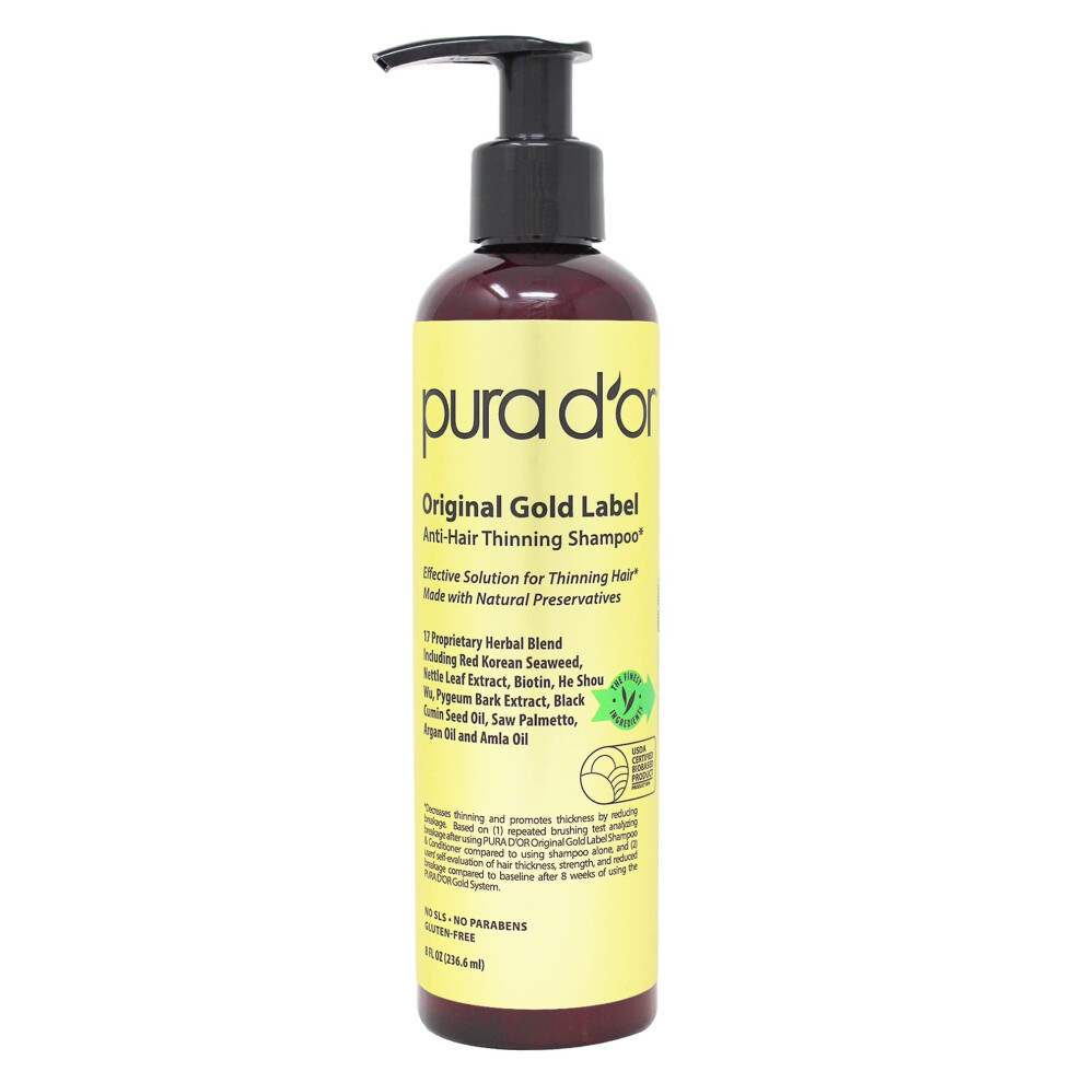 Pura D'or Original Gold Label Anti-Ausd Nnungs-Biotin-Shampoo Nat Rlicher Erdiger Duft Klinisch Getestet Nachgewiesene Ergebnisse Pflanzlicher Dh-image