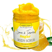 Kurkuma Verhelderende scrub Huid-exfolirende suikerscrub met citroen en kurkuma Zachtjes exfoliren Gezicht Lichaam Hand- en voetscrub Hydratere
