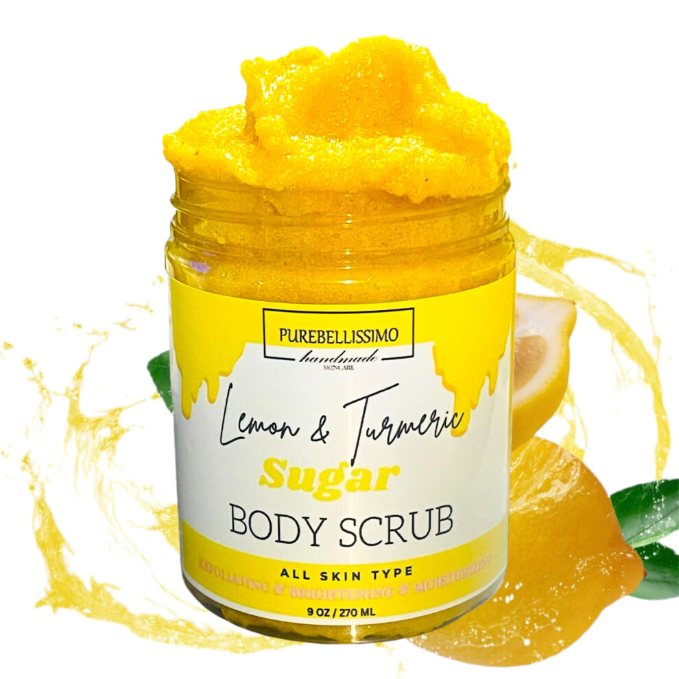 Purebellissimo Turmeric Brightening Scrub Skin Exfoliating Sugar Scrub With Lemon And Turmeric Gently Exfoliate Face Body Hand And Foot Scrub Moisturizing Bo