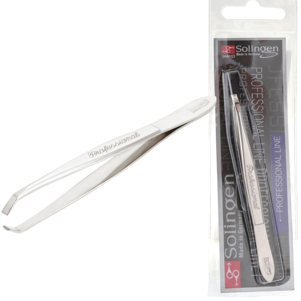 Solgisseur Solingen Stainless Steel Professional Slanted Tweezers Best For Eyebrows Extensions Facial Hair Made In Germany