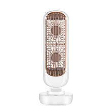 Doublebladed tower fan office desktop small fan vertical portable small fan USB rechargeable fan, White
