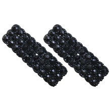 Zwarte Strass Haarclips voor Styling - 2St Metal Alligator Haarspelden Bling Kristal Haarspeldjes