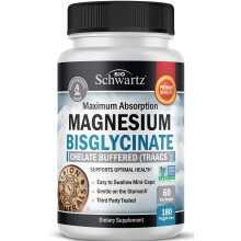 BioSchwartz, Magnesiumbisglycinat mit maximaler Absorption, 180 vegetarische Kapseln
