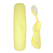 RADIUS Toothbrush Original Big Brush BPA Free ADA Accepted - Left Hand - Lemon Brush with Lemon Case