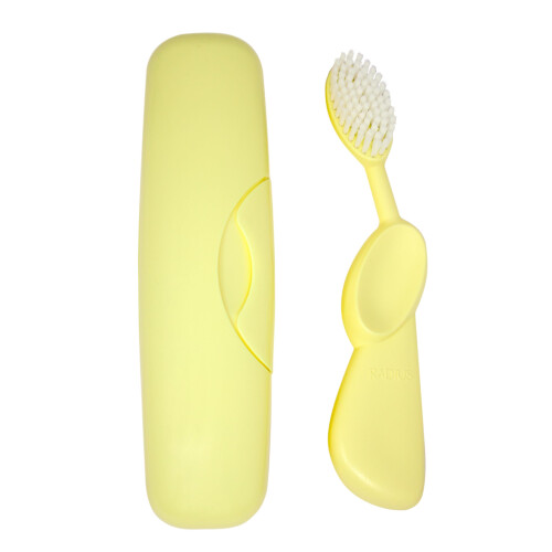 RADIUS Toothbrush Original Big Brush  BPA Free ADA Accepted - Left Hand - Lemon Brush with Lemon Case