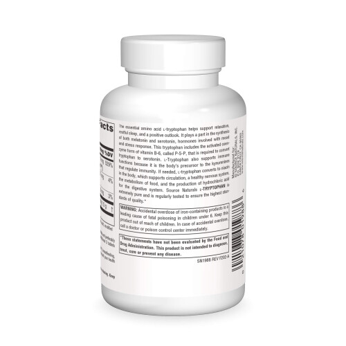 Source Naturals L-Tryptofano con coenzima B-6 500mg-120 compresse 1