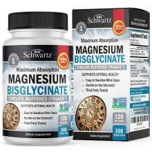 BioSchwartz, Magnesiumbisglycinat mit maximaler Absorption, 360 vegetarische Kapseln
