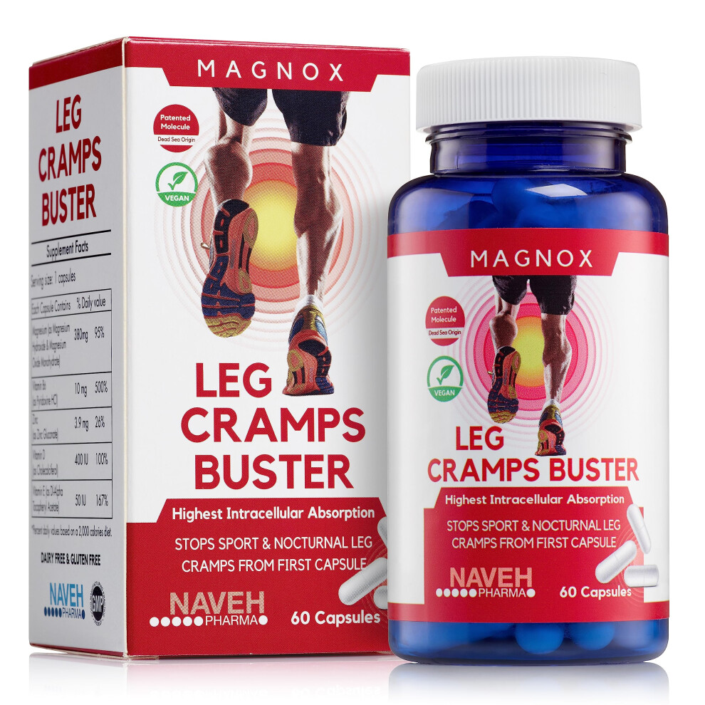 Magnesium 380mg Capsules for Leg Cramps, 60 Caps, Vitamin B6 & E, One a Day - Image 4
