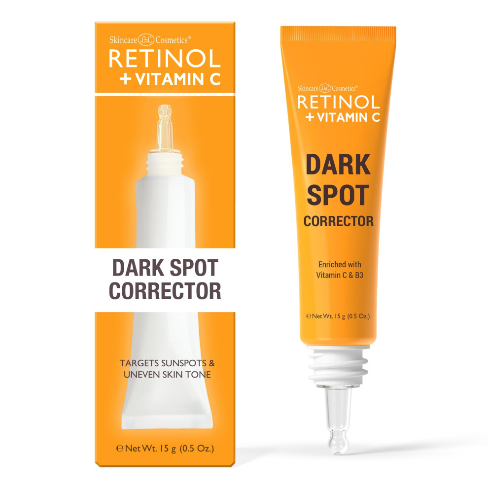 Retinol Dark + Vitamin C Spot Corrector Serum - Spotless Radiance Evens Skin Tone Targets Sun Damage & Spots Enhances Luminosity With Vit