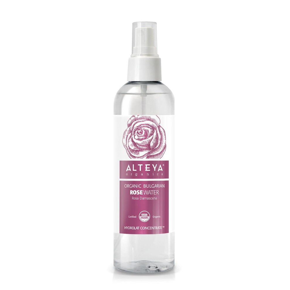 Alteya Organics Rose Water Usda Certified Organic Facial Toner 8.5 Fl Oz/250Ml Pure Bulgarian Rosa Damascena Flower Water Award-Winning Moistur