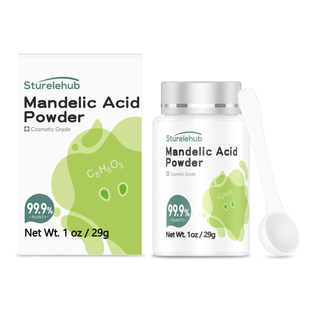 Sturelehub Mandelic Acid Powder 1Oz 99.9% Purity Natural Cosmetic Grade Diy Mandelic Acid Serum Mandelic Acid Peel/Mask Make Your Own Mande