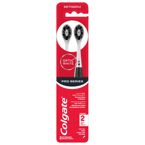 Colgate Cepillo de dientes Colgate Optic White Pro Series con carbón, 2 unidades