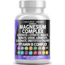 Clean Nutraceuticals Magnesiumkomplex mit Magnesiumglycinatcitrat, Malatoxid, Taurat, Aspartat, Orotat und Magnesiumchlorid, Zink, Kupfer, Mangan