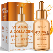 Clear Beauty Vitamin C & Collagen Facial Serum - Dermatologist-Tested Anti-Aging Korean Skin Care Even Skin Tone & Fades Dark Spots - Hydratin