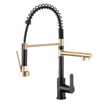 Commercial Kitchen Sink Faucet with Pull Down Sprayer for Modern Kitchens (Rose Gold)