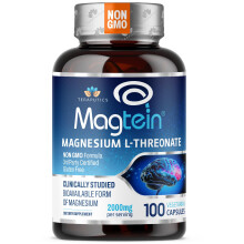 Magnesium-L-Threonat (Originalformel von Magtein) 2000 mg, 100 vegane Kapseln, gentechnikfrei, hochabsorbierbares, reines Nahrungsergnzungsmit
