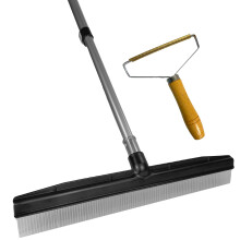 A-to-Z Supply Room Groom Teppichrechen mit Teleskop-Verstellgriff (137 cm) und tragbarer Fusselb rste, Teppichb rste, ideal f r P