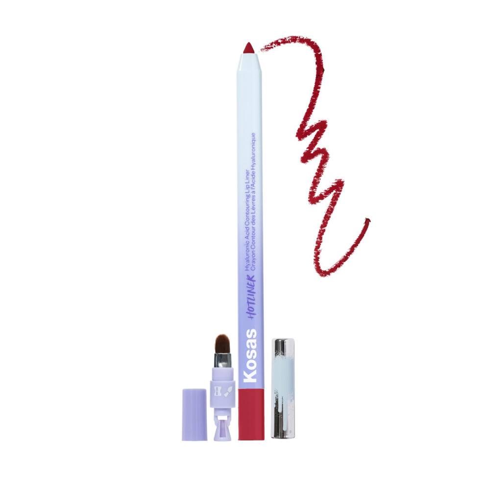 Kosas Hotliner Retractable Lip Liner Pencil With Built-In Brush & Sharpener - Easy Contouring Hydrating Long-Lasting - Pigmented Creamy Texture