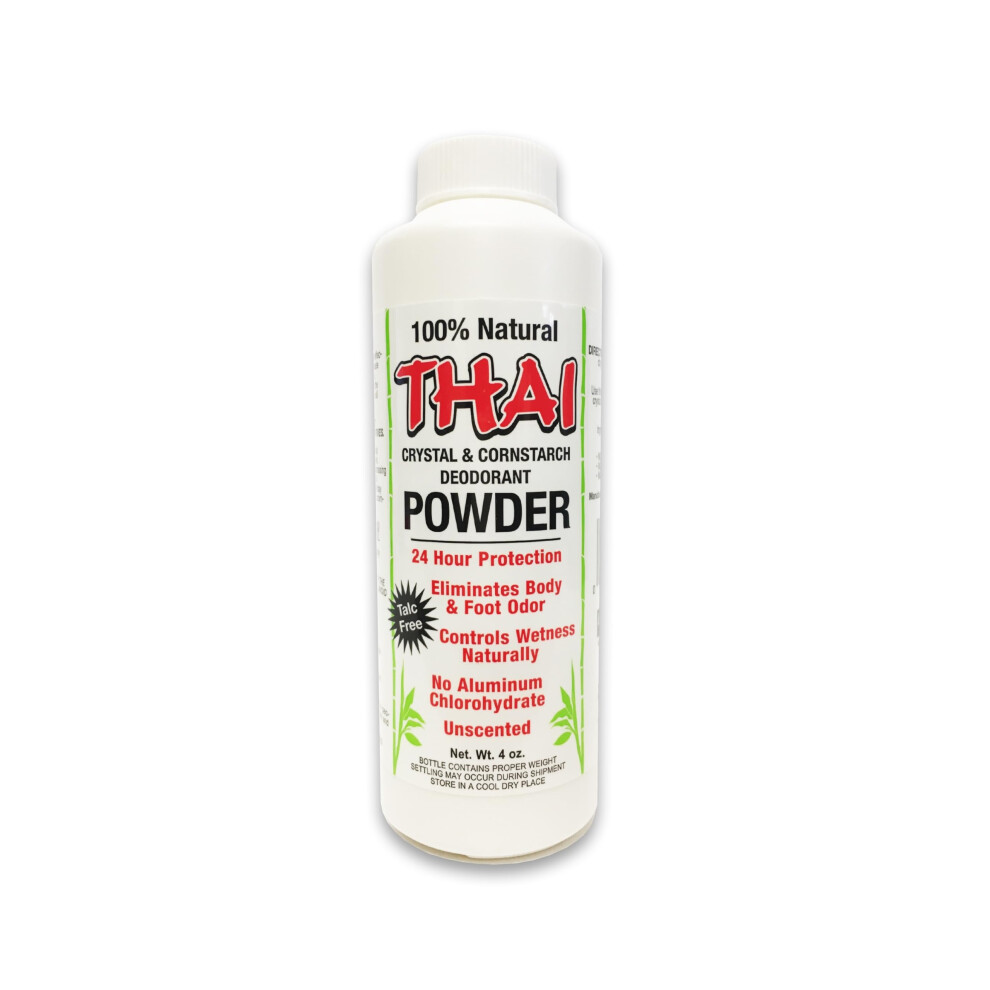 Thai Deodorant Stone Thai Crystal Deodorant Natural Crystal & Cornstarch Deodorant Foot Body Powder Unscented 4 Ounce