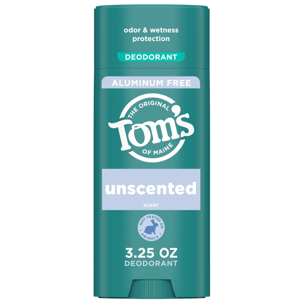 Tom Du Maine Toms Of Maine Unscented Natural Deodorant For Women And Men Aluminum Free 3.25 Oz
