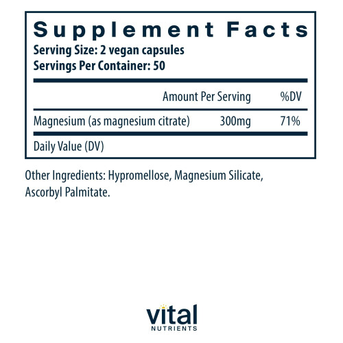 Vital Nutrients Vital Nutrients, Magnesium (Citrat), 100 Vegane Kapseln 1