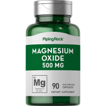 Piping Rock Magnesiumoxid 500mg Kapseln | 90 Stück | Non-GMO, glutenfreies Supplement