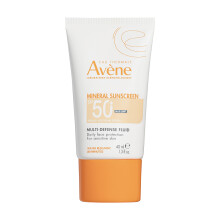 Avne Mineral Sunscreen Multi-Defense Fluid Tinted SPF 50+ Clean Formula Sunscreen for Sensitive Skin Reef Friendly Natural Tint Non-Whitening