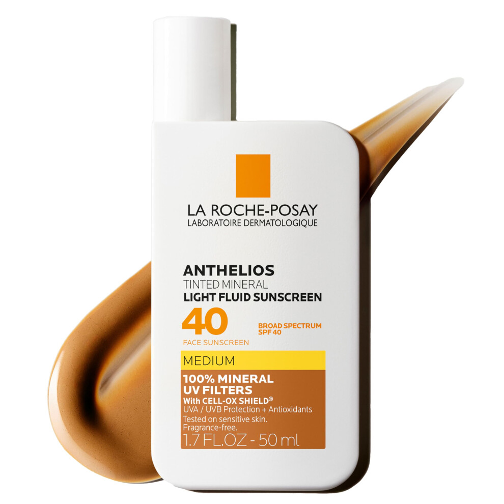 La Roche-Posay Anthelios Tinted Sunscreen SPF 40+  Broad Spectrum SPF + Antioxidants  Titanium Dioxide & Zinc Oxide Sunscreen  4 Flexible Shades