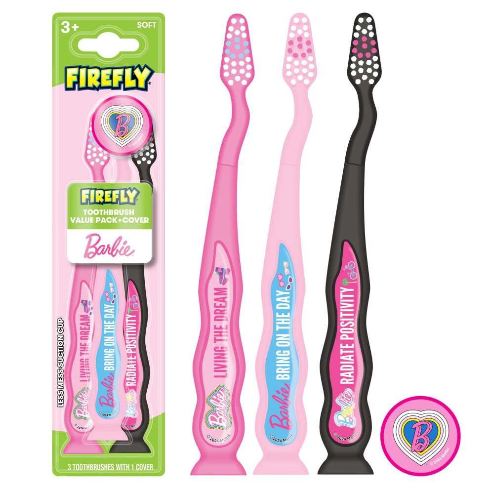 Firefly Barbie Toothbrush Value Pack Soft Bristle Toothbrush for Kids 3+ 3 Ct
