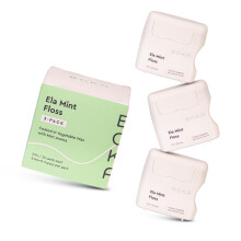 Boka Ela Mint Woven Dental Floss en cire lgume naturelle sans tflon et sans ptrole 30 mtres de fil cir (paquet de 3)