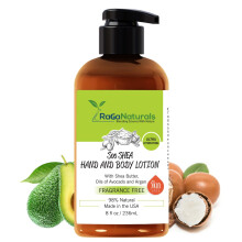 RaGaNaturals Unparfmierte Hand- und Krperlotion 8 Fl Oz Feuchtigkeitsspendende, parfmfreie Sheabutter, Arganl, Vitamin E B-5 Ganz natrlich