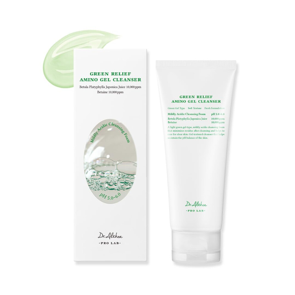 Dr.althea Green Relief Amino Gel Cleanser | Lightweight & Hydrating Makeup Remover | Daily Face Wash With Hyaluronic Acid | Korean Vegan Skincare