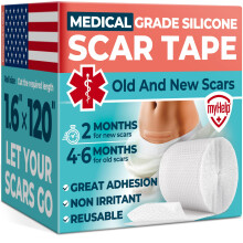 Medisch Silicone Littekentape - Transparant (1.6"x120") - Zichtbare Verschil op Chirurgische & Keloid Littekens - Herbruikbaar