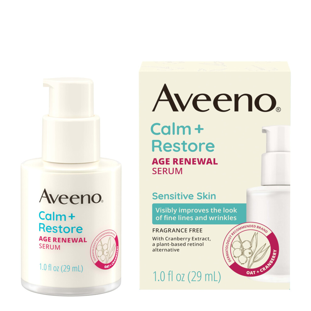 Aveeno Calm + Restore Age Renewal Anti-Aging Eye Gel  Under Eye Cream with Nourishing Oat & Cranberry Extract Visibly Improves the Look of Wrinkl