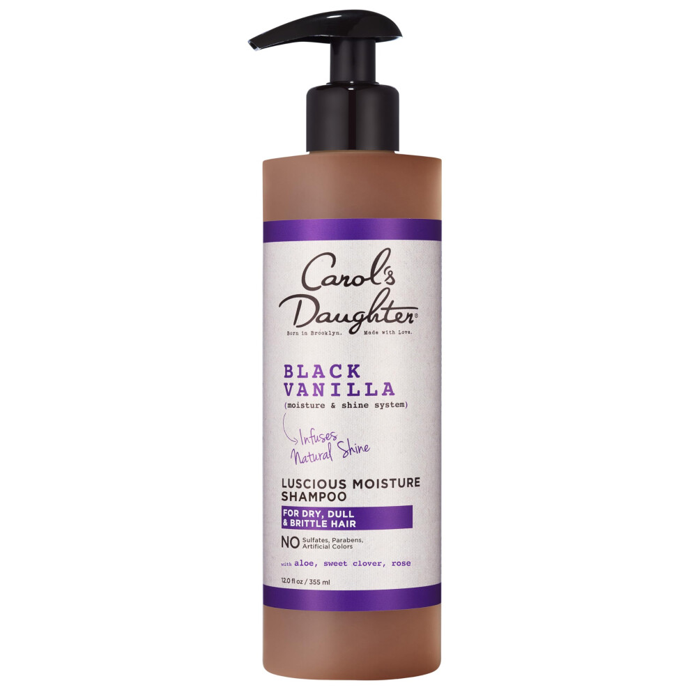 Carol's Daughter Black Vanilla Moisture Sulfate Free Shampoo For Curly Wavy Or Natural Hair Moisturizing Hair Care For Dry Damaged Hair 12 Fl