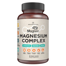 AMANDEAN Magtein Magnesium Complex. L-Threonat-Glycinat-Malat-Dreifachmischung, chelatisiertes Magnesiumprparat. 90 vegetarische Kapseln. Hohe A