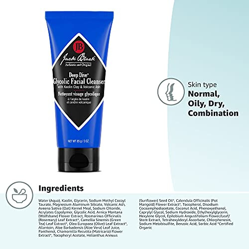 Jack Black Jack Black - Detergente Viso Glycolic Deep Dive, 3 Fl Oz - Detergente in Argilla, Formula PureScience 1