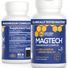 MagTech Magnesium-Ergnzung Chelat-Magnesium-Komplex 3 Formen von Magnesium: Magtein, Magnesium-L-Threonat, Glycinat und Taurat Untersttzt
