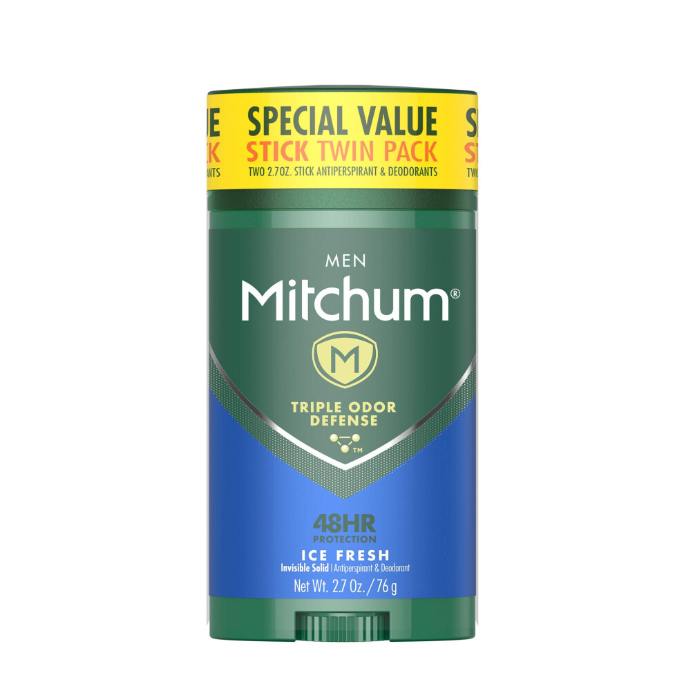 Mitchum Men's Deodorant  Antiperspirant Stick  Triple Odor Defense Invisible Solid  48 Hr Protection  Dermatologist Tested  Ice Fresh  2.7 Oz (Pa