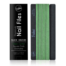 Professionelle Nagelfeilen Schwarz Waschbare 7 Zoll Lange Quadratische Enden 12 Stück (180/240)