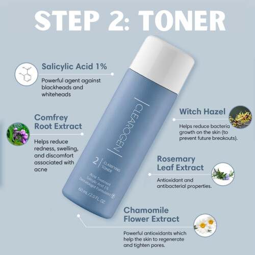 Solution de l'acn    hormonale Clearogen Formule Benzoyle Perroxyde de benzoyle 1 mois Kit de benzoyle d'origine 2
