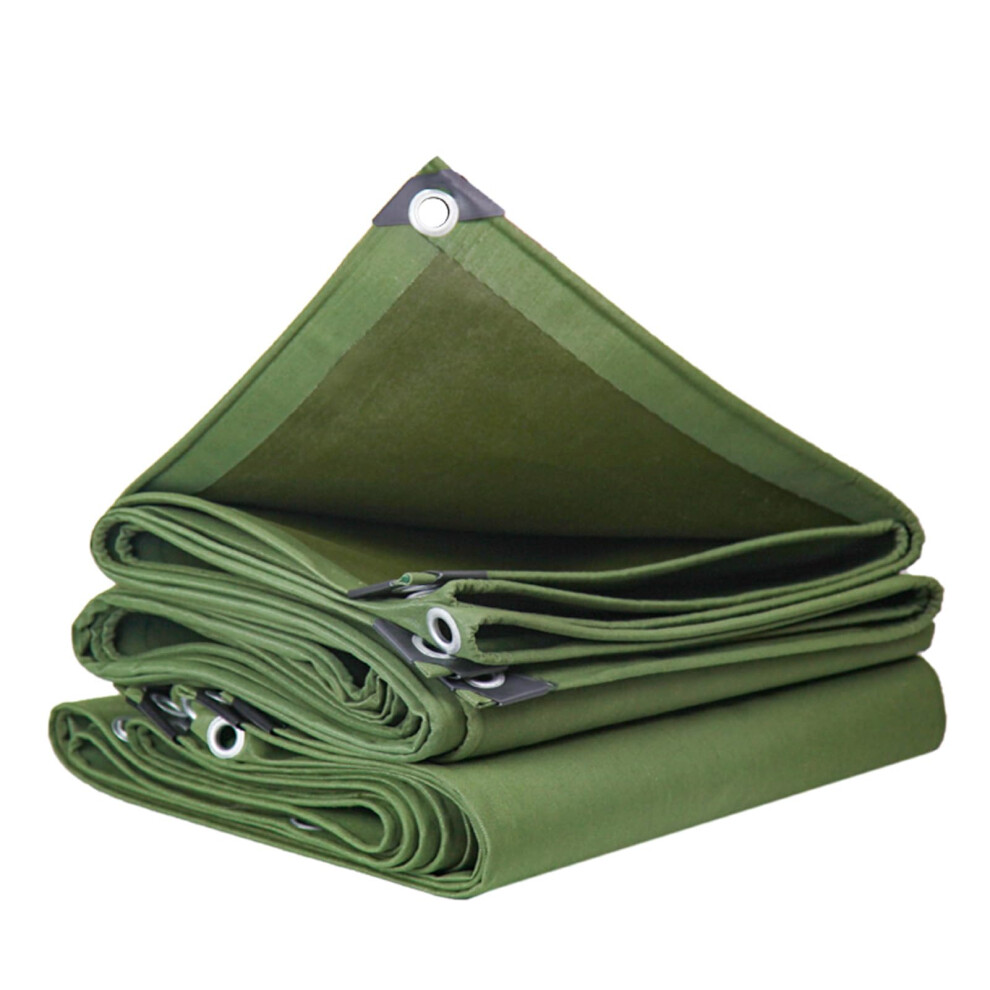 3X7ft Canvas + Pvc Tarp With Reinforced Grommets, Green 940534659605