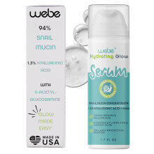 WEBE Naturals Snail Mucin 94% Hydrating Glow Serum | 1.3% Hyaluronic Acid & N-Acetyl Glucosamine | Collagen Boosting Plumping Anti Aging Inten